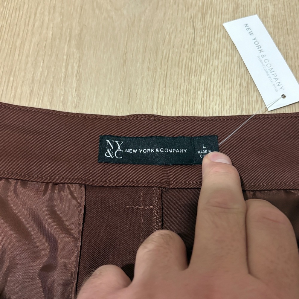 New York & Company Brown Wide Leg Cargo Pants High Rise Size L Career NWT - Picture 4 of 12
